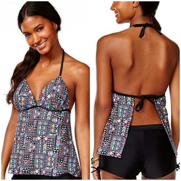 Hula Honey | Swim | Hula Honey Push Up Open Back Halter Tankini Top |  Poshmark